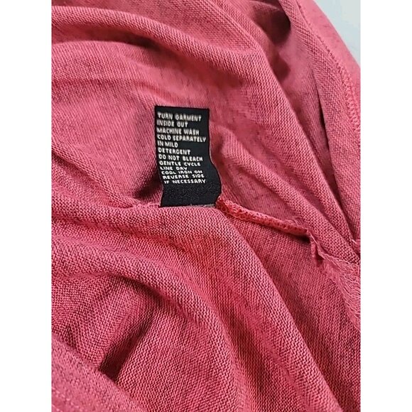 DG2 Diane Gilman Pullover Tunic Sweater M Pink Black Knit Front Left Side Pleats - Picture 7 of 8